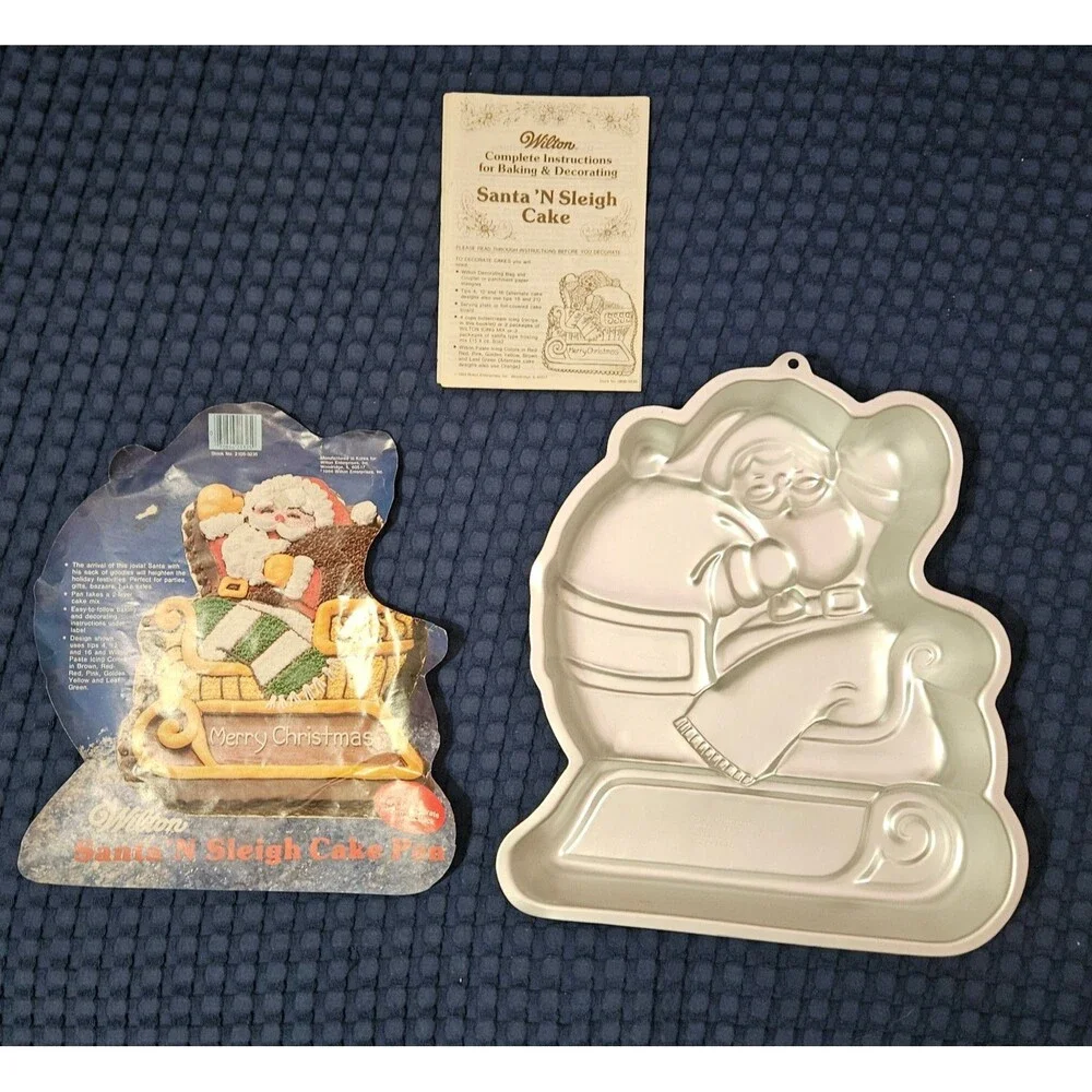 Vintage 1984 Wilton Santa N Sleigh Cake Pan 2105-3235 Christmas w/ Instructions